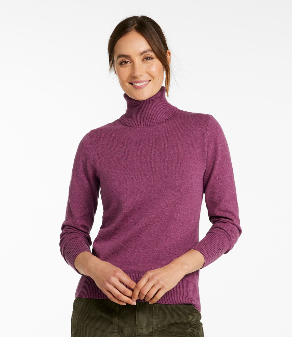 Women's Cotton/Cashmere Sweater, Turtleneck