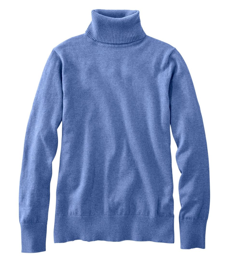 Women's Cotton/Cashmere Sweater, Turtleneck Raw Indigo Heather 1X, Cashmere Cotton | L.L.Bean