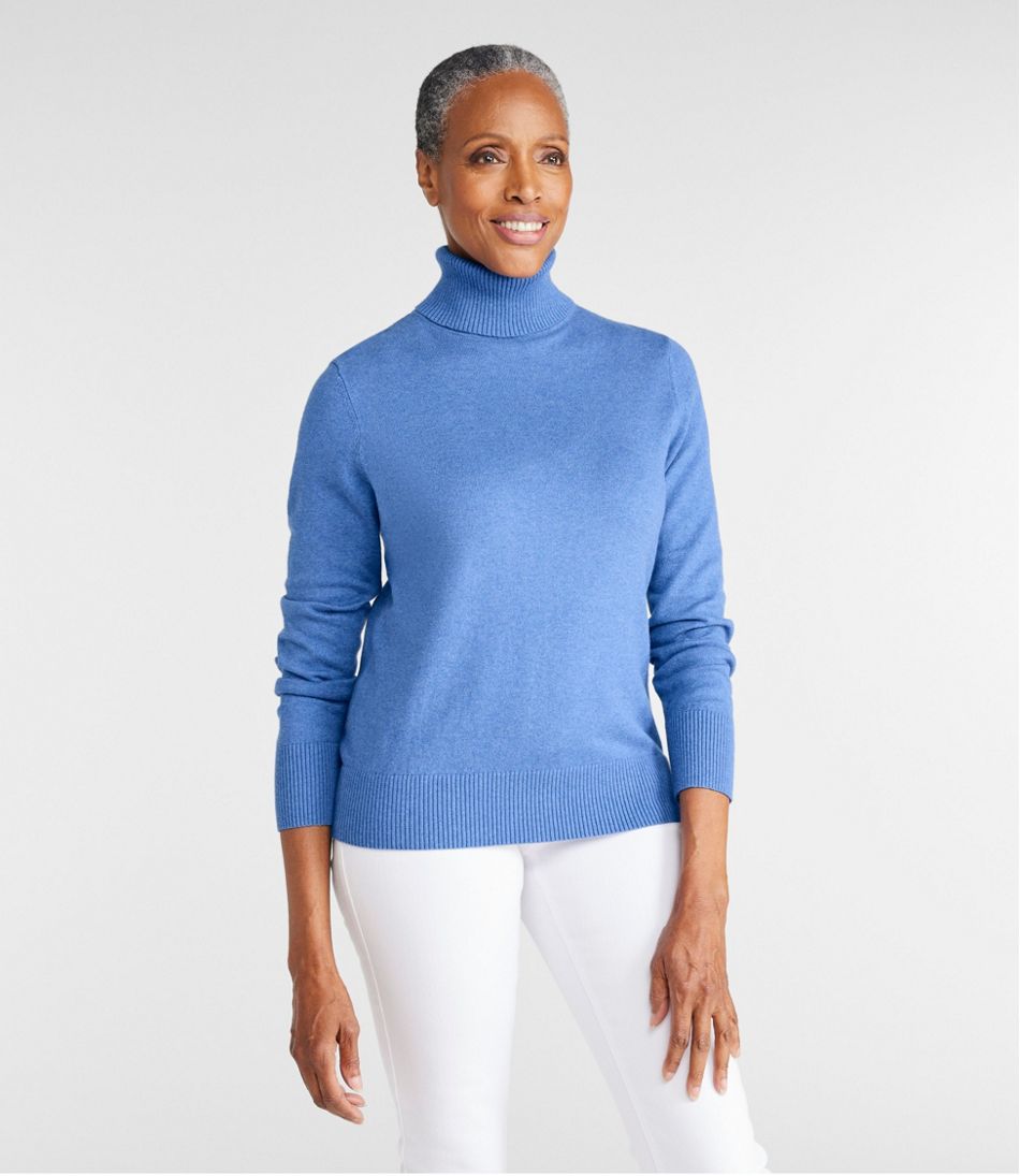 Women's Cotton/Cashmere Sweater, Turtleneck Light Gray Heather Small, Cashmere Cotton | L.L.Bean