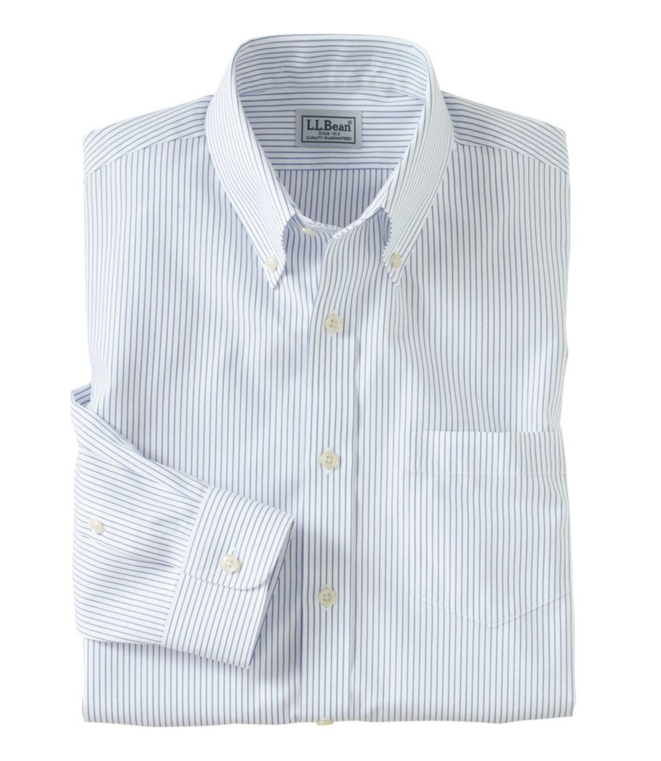 Men's Wrinkle-Free Pinpoint Oxford Cloth Shirt, Slim Fit Stripe ...
