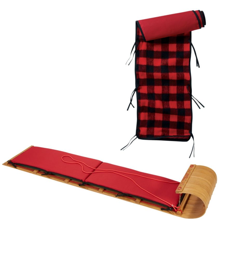 L.L.Bean Toboggan with Cushion and Buffalo Plaid Cushion Cover Sleds
