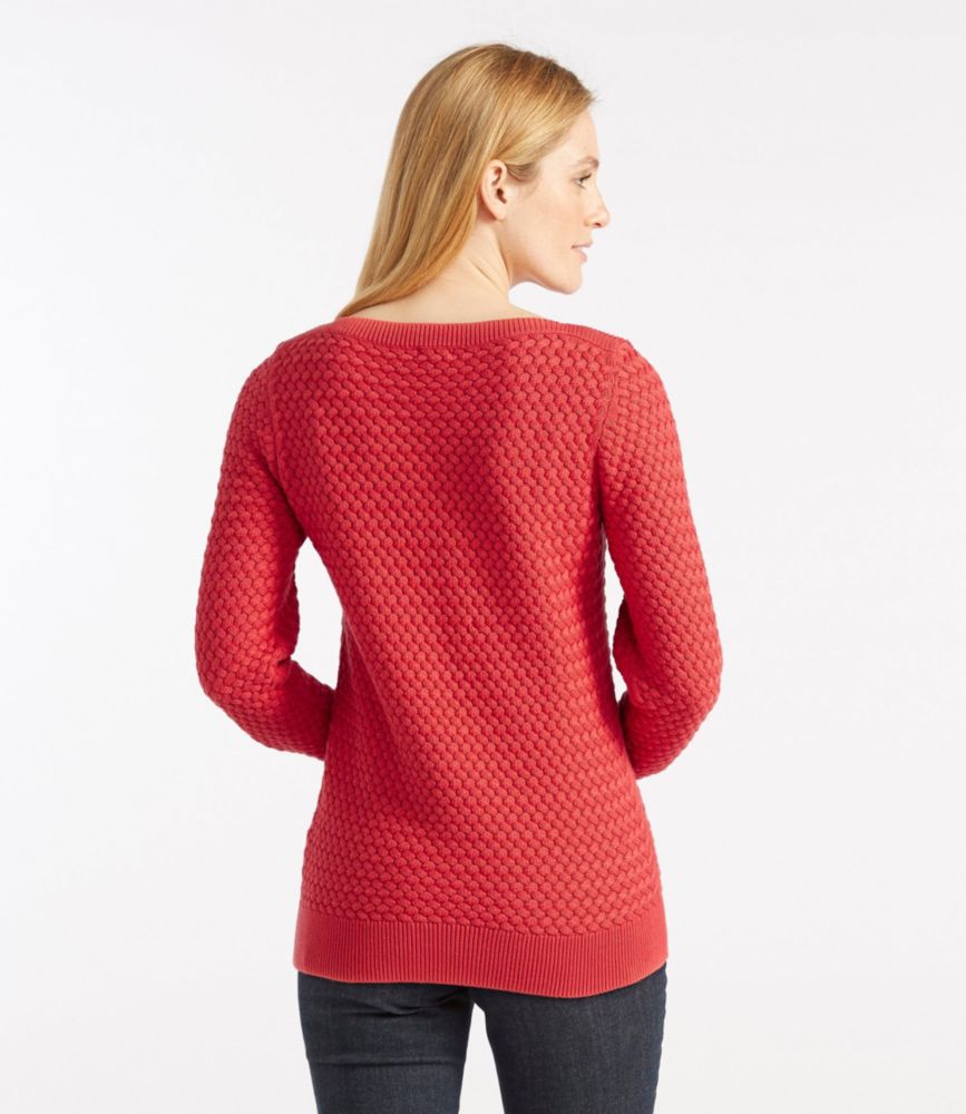 Women's Cotton BasketWeave Sweater, Boatneck Pullover Sweaters at L