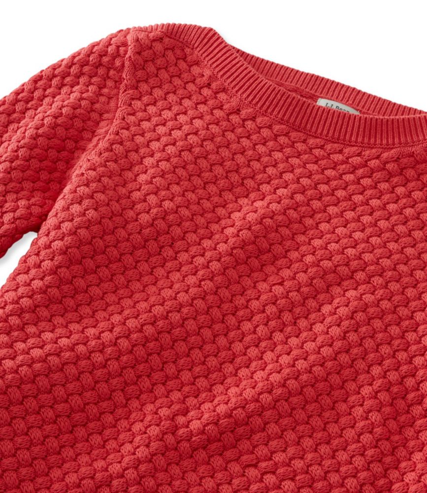 Women's Cotton BasketWeave Sweater, Boatneck Pullover