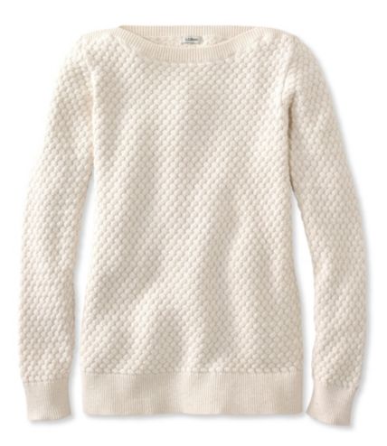 Women's Cotton Basket-Weave Sweater, Boatneck Pullover | Free Shipping ...