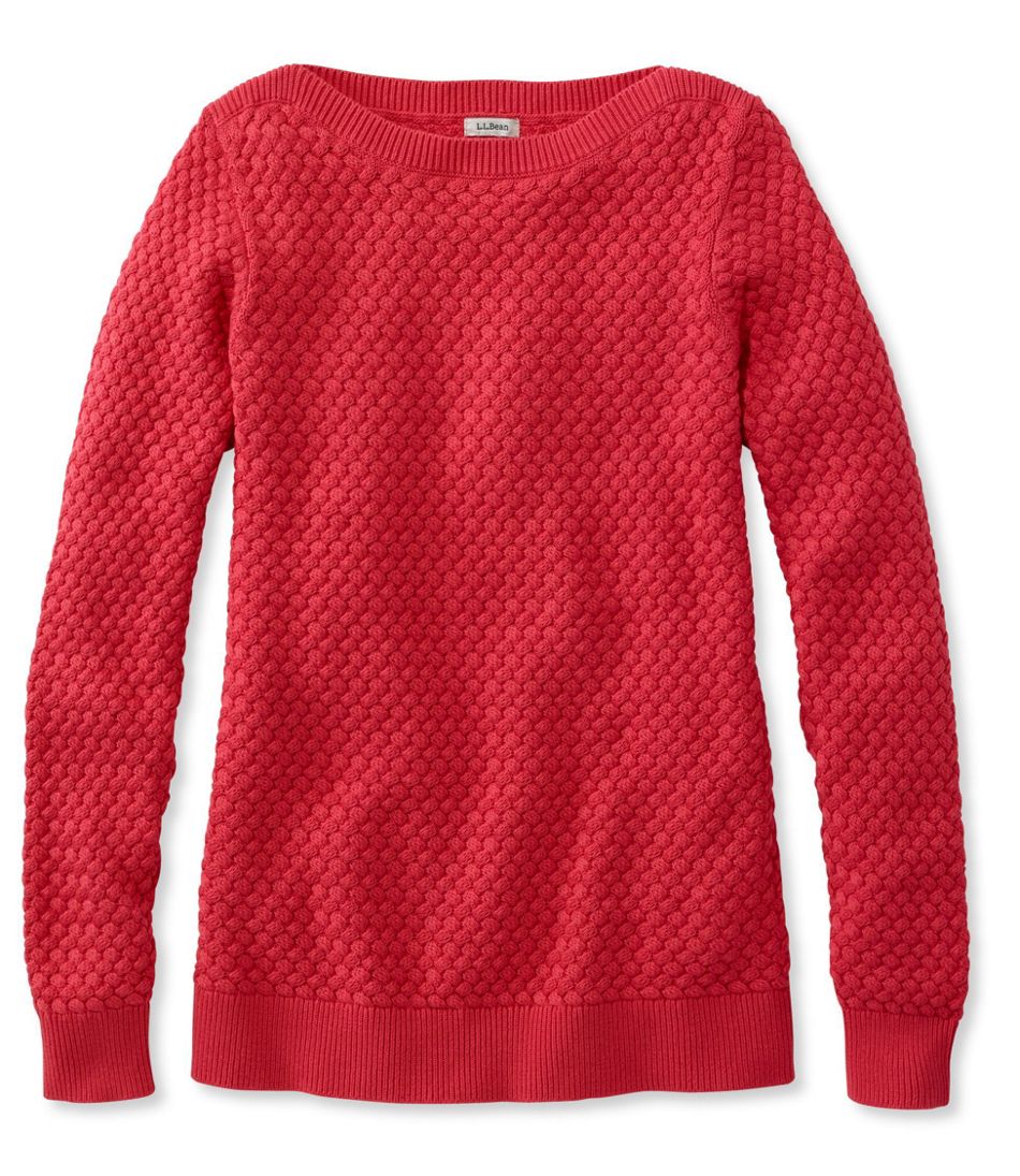 Women's Cotton Basket-Weave Sweater, Boatneck Pullover