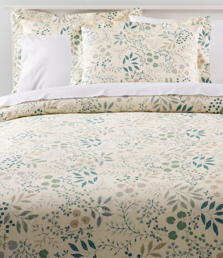 280-Thread-Count Pima Cotton Percale Comforter Cover Collection, Print, Cream/Floral, small image number 1