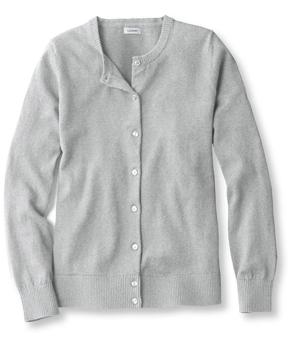 Cotton Cashmere V-Neck Sweater, Light Gray Heather, largeimage number 0
