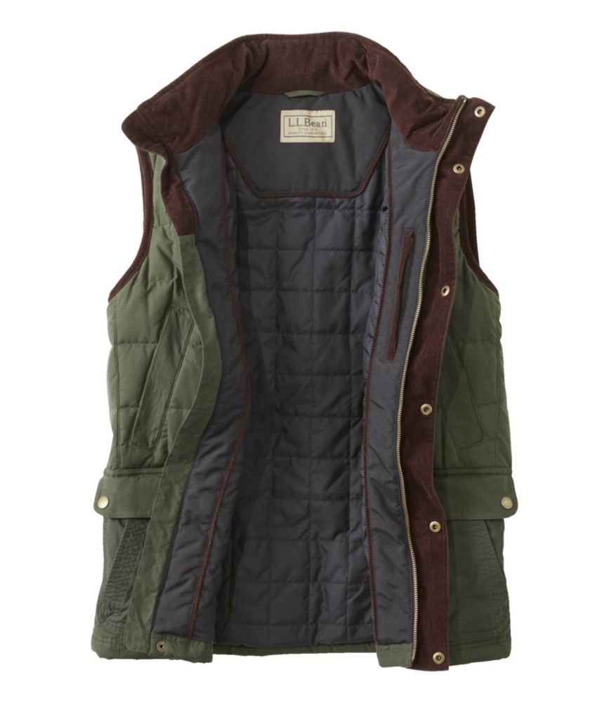 Men's L.L.Bean Upcountry Waxed Cotton Down Vest, Coffee Bean, small image number 4