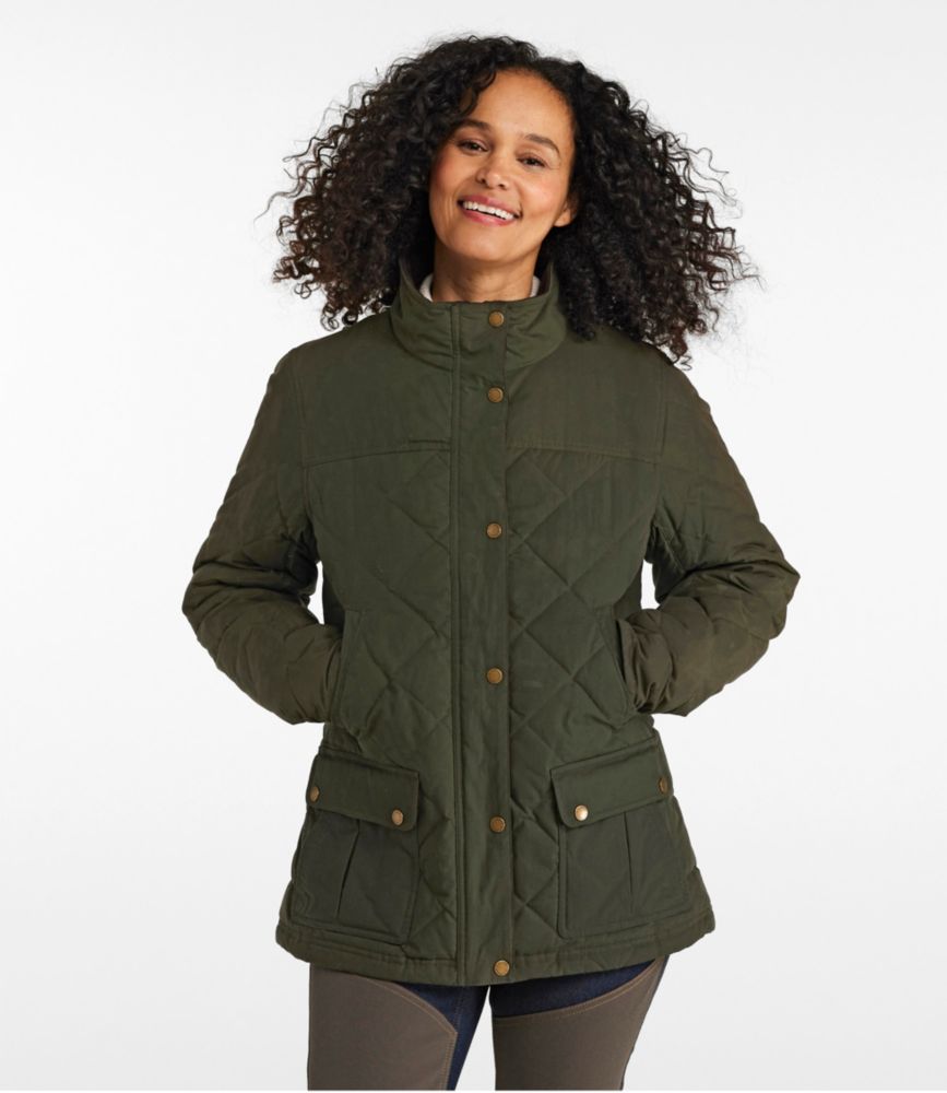 Women's L.L.Bean Upcountry Waxed-Cotton Down Jacket, Coffee Bean, small image number 2