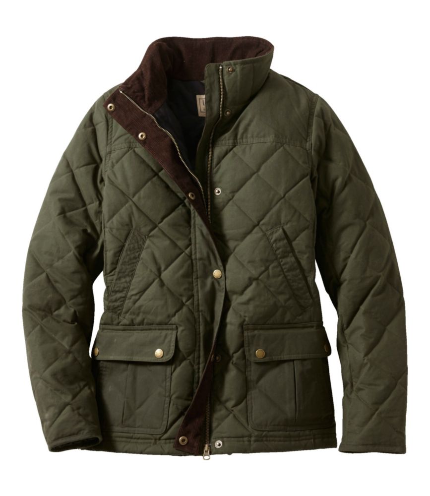 Women's L.L.Bean Upcountry Waxed-Cotton Down Jacket, Loden, small image number 1