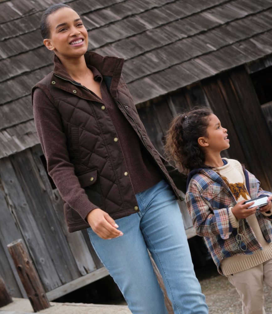 Women's L.L.Bean Upcountry Waxed Cotton Down Vest, Loden, small image number 7