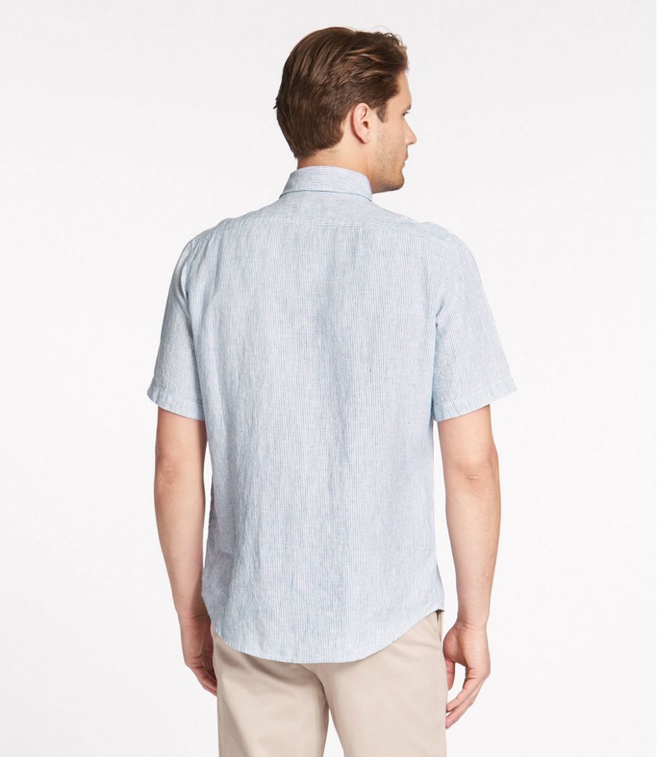 Men's L.L.Bean Linen Shirt, Slightly Fitted Short-Sleeve Stripe