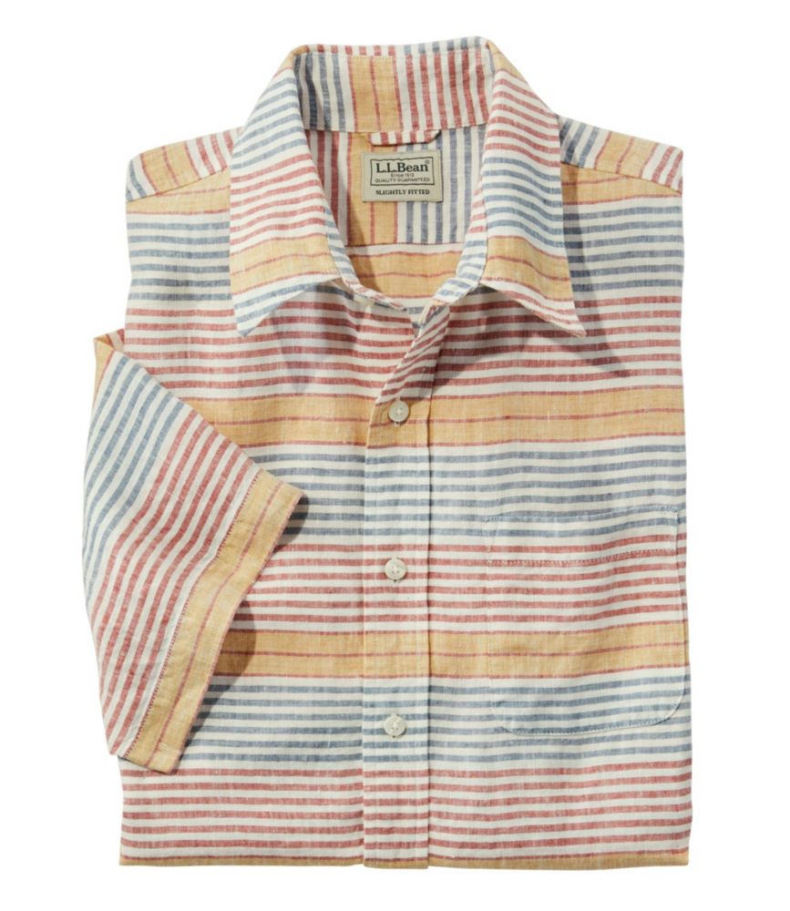 Men's L.L.Bean Linen Shirt, Slightly Fitted ShortSleeve Stripe