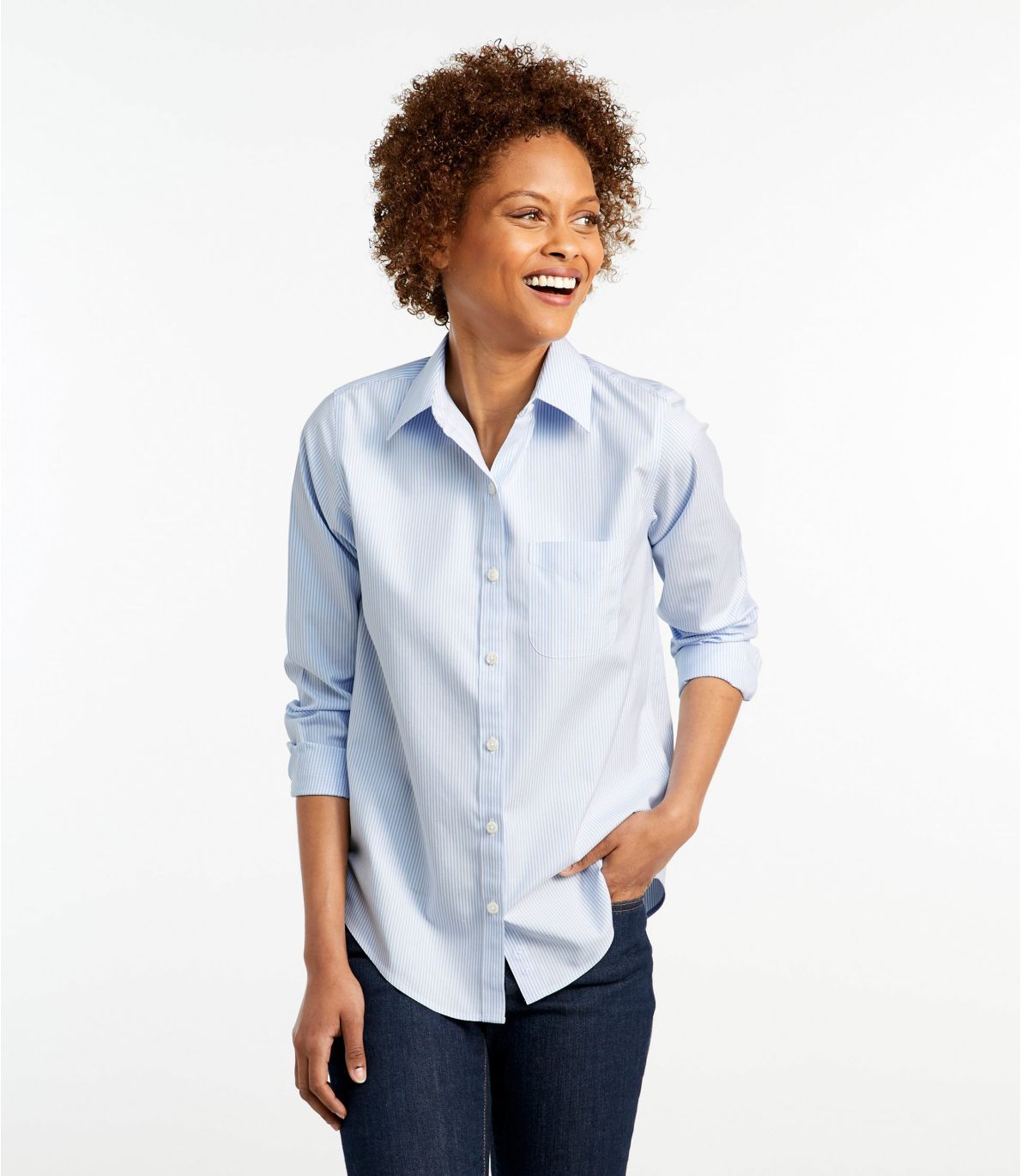 Women's WrinkleFree Pinpoint Oxford Shirt, LongSleeve Relaxed Fit