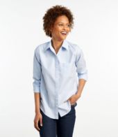 Women's Wrinkle-Free Pinpoint Oxford Shirt, Relaxed Fit Long-Sleeve Print  at L.L. Bean