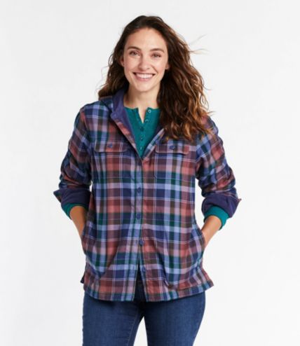 Women's Fleece-Lined Flannel Plaid Hoodie