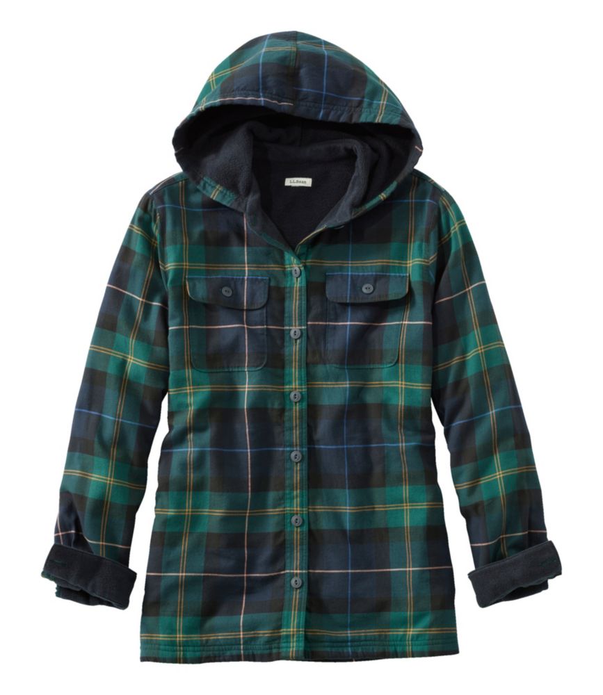 women's fleece lined flannel hoodie