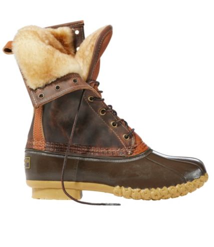 signature tumbled leather ll bean boots shearling lined