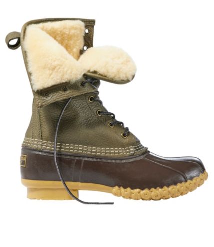 signature tumbled leather ll bean boots shearling lined