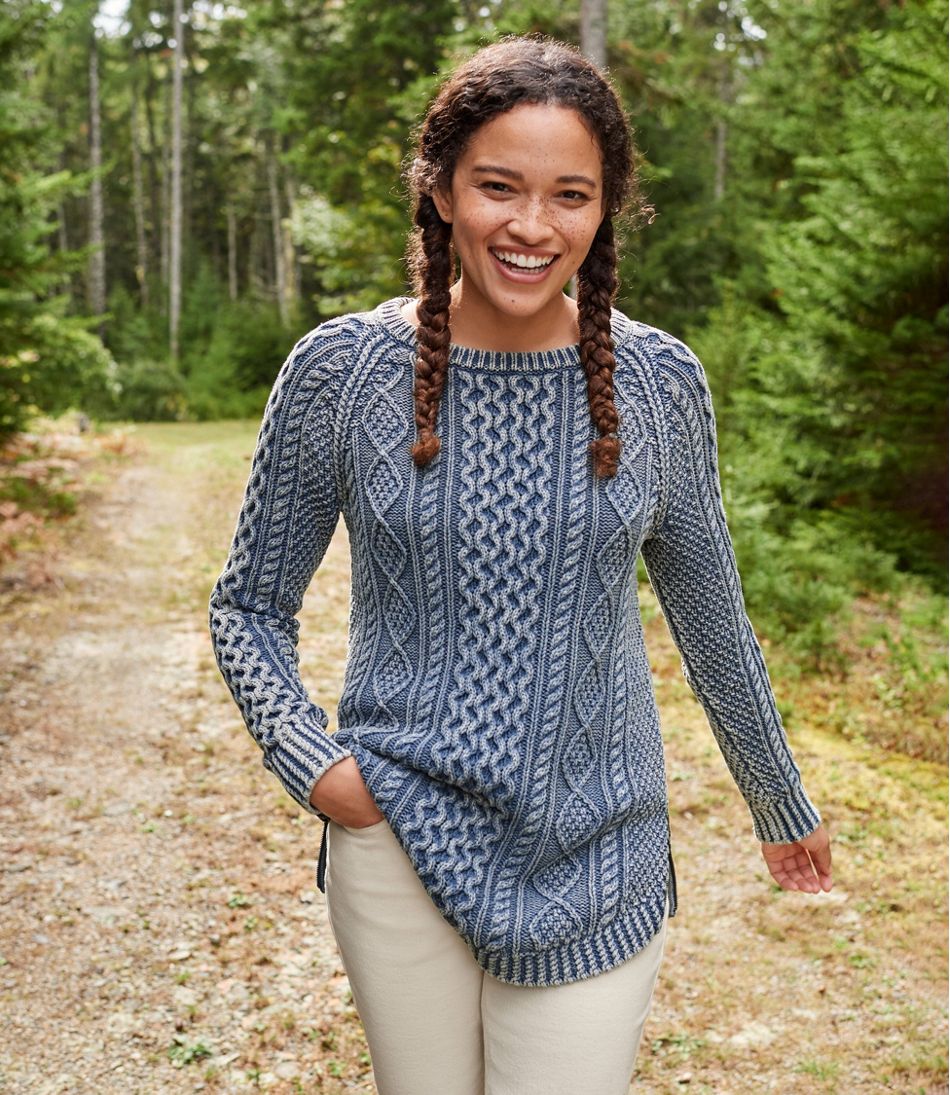 Women's Signature Cotton Fisherman Tunic Sweater, Washed | Sweaters at ...