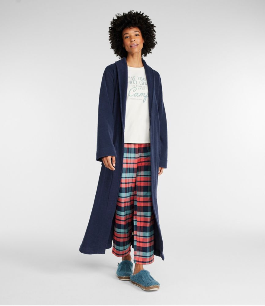 Women's Winter Fleece Robe, Wrap-Front, Bright Navy, small image number 4