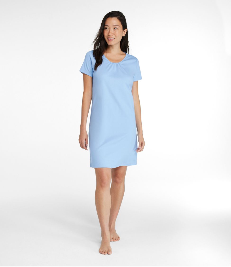 Cathalem Womens Cotton Nightgown Short Sleeve House Dress,Navy L