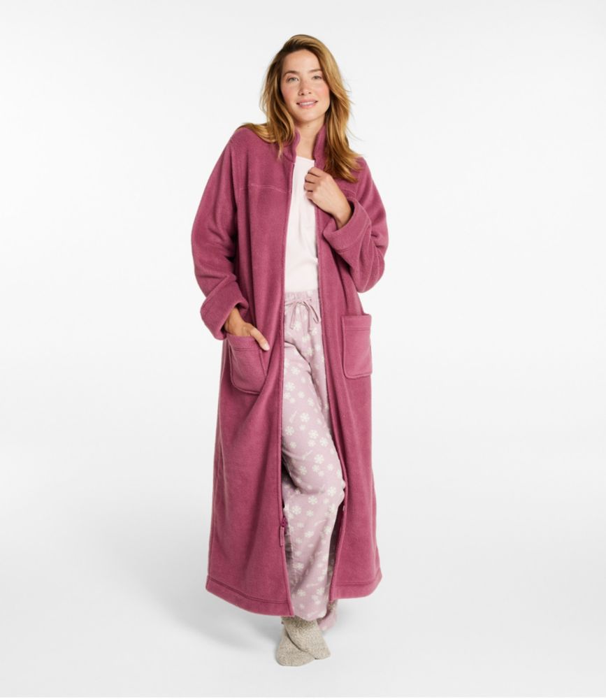 Women's Winter Fleece Robe, Zip-Front, Bright Navy, small image number 4