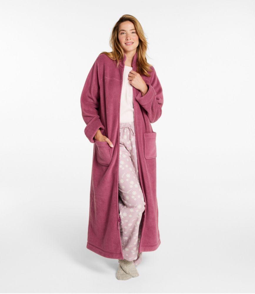 Women's Winter Fleece Robe, Zip-Front, Deep Raspberry, small image number 4