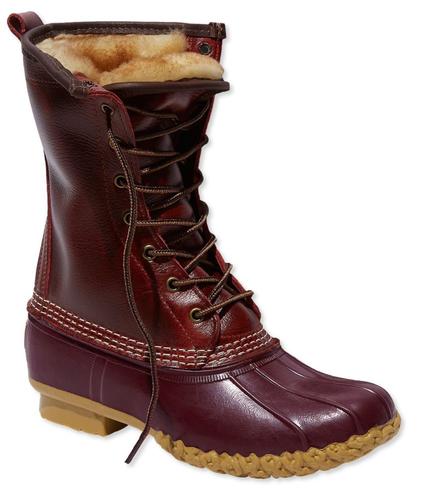 shearling lined duck boots womens