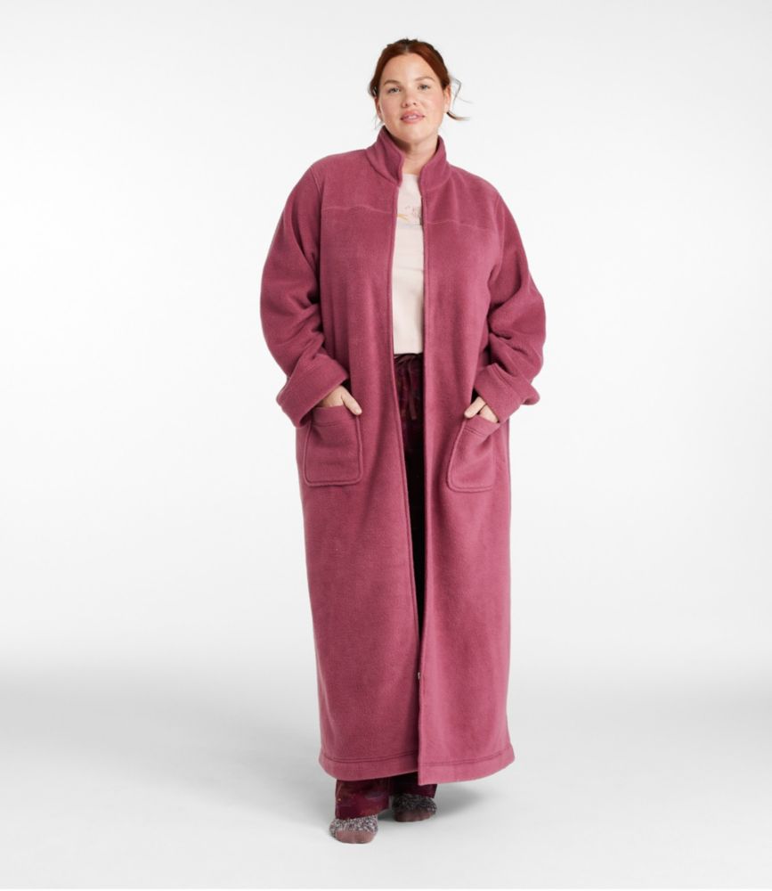 Women's Winter Fleece Robe, Zip-Front, Bright Navy, small image number 4