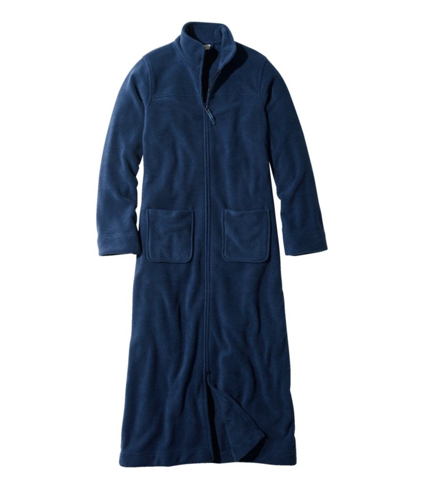 Women's Winter Fleece Robe, Zip-Front, Bright Navy, small image number 1