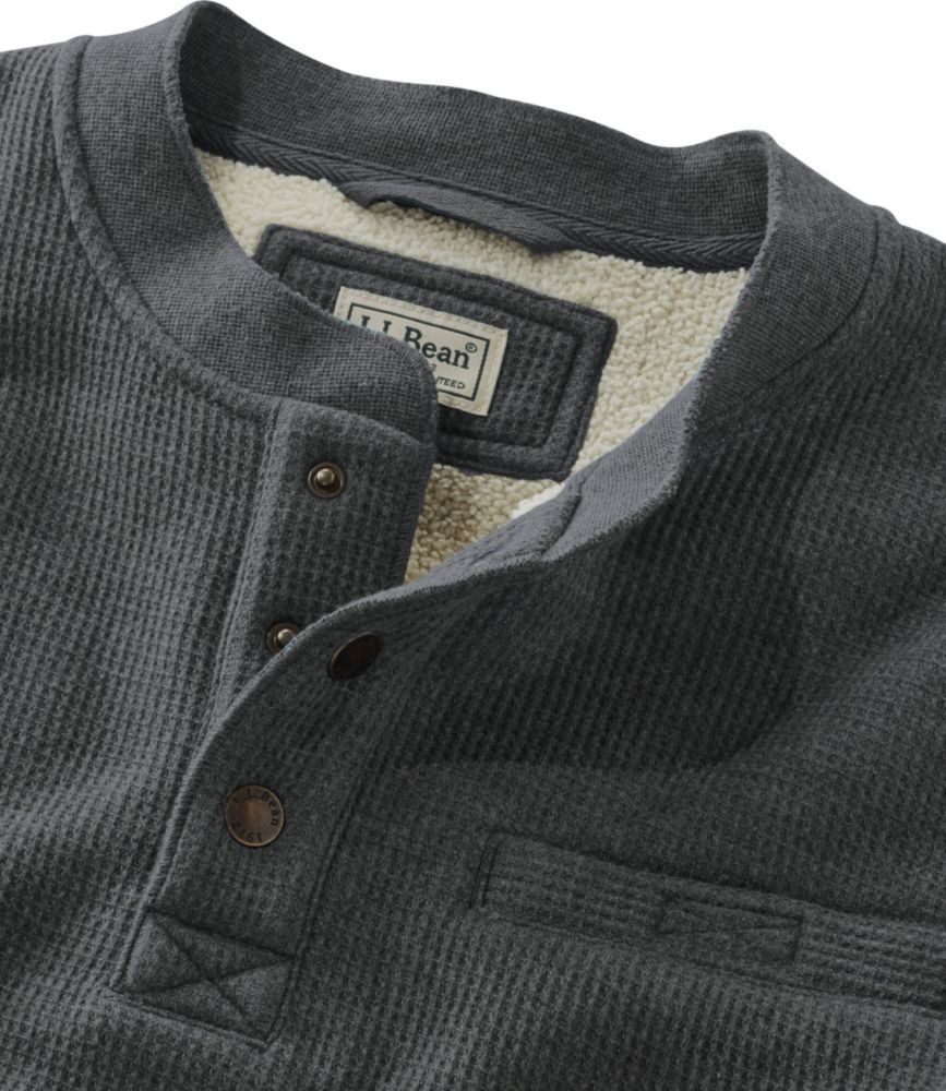 Men's Katahdin Iron Works® Bonded Waffle Fleece Henley, Charcoal Heather, small image number 6