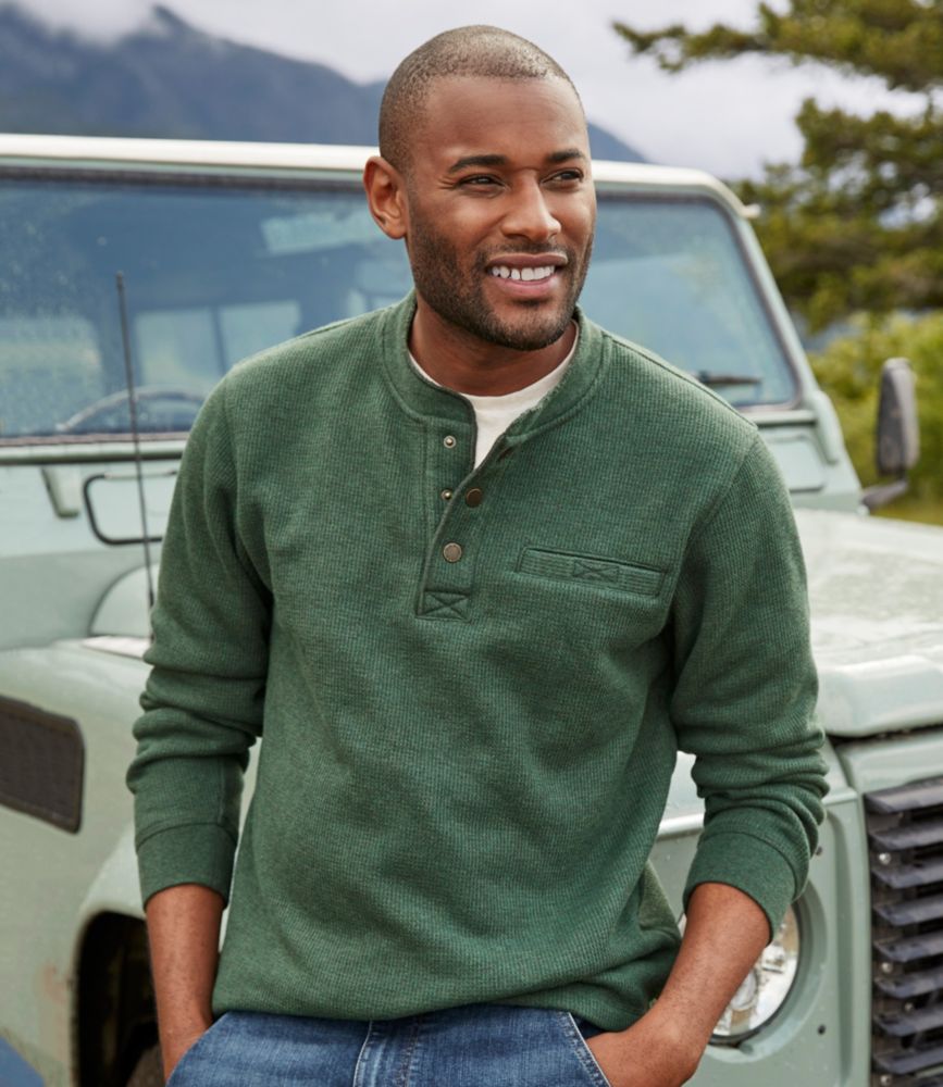 Men's Katahdin Iron Works® Bonded Waffle Fleece Henley, Charcoal Heather, small image number 8