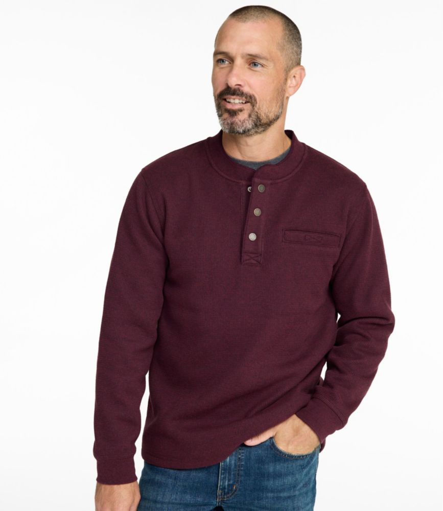 Men's Katahdin Iron Works&reg; Bonded Waffle Fleece Henley, Charcoal Heather, small image number 9