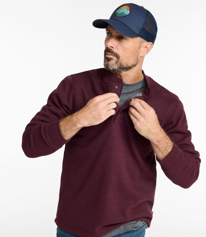 Men's Katahdin Iron Works&reg; Bonded Waffle Fleece Henley, Charcoal Heather, small image number 10