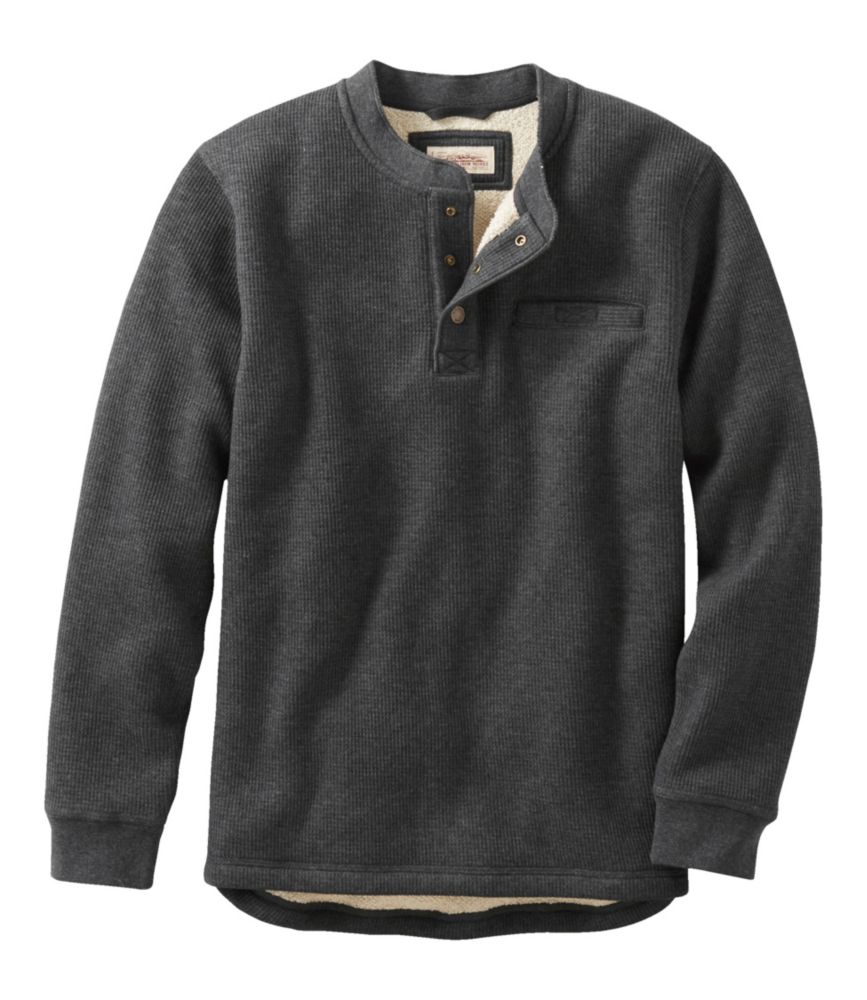 Men's Katahdin Iron Works® Bonded Waffle Fleece Henley, Charcoal Heather, small image number 1