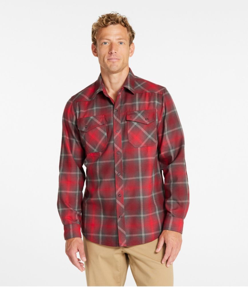 Men's Katahdin Performance Flannel Shirt, Slightly Fitted, Burgundy Brown/Faded Sage, small image number 2