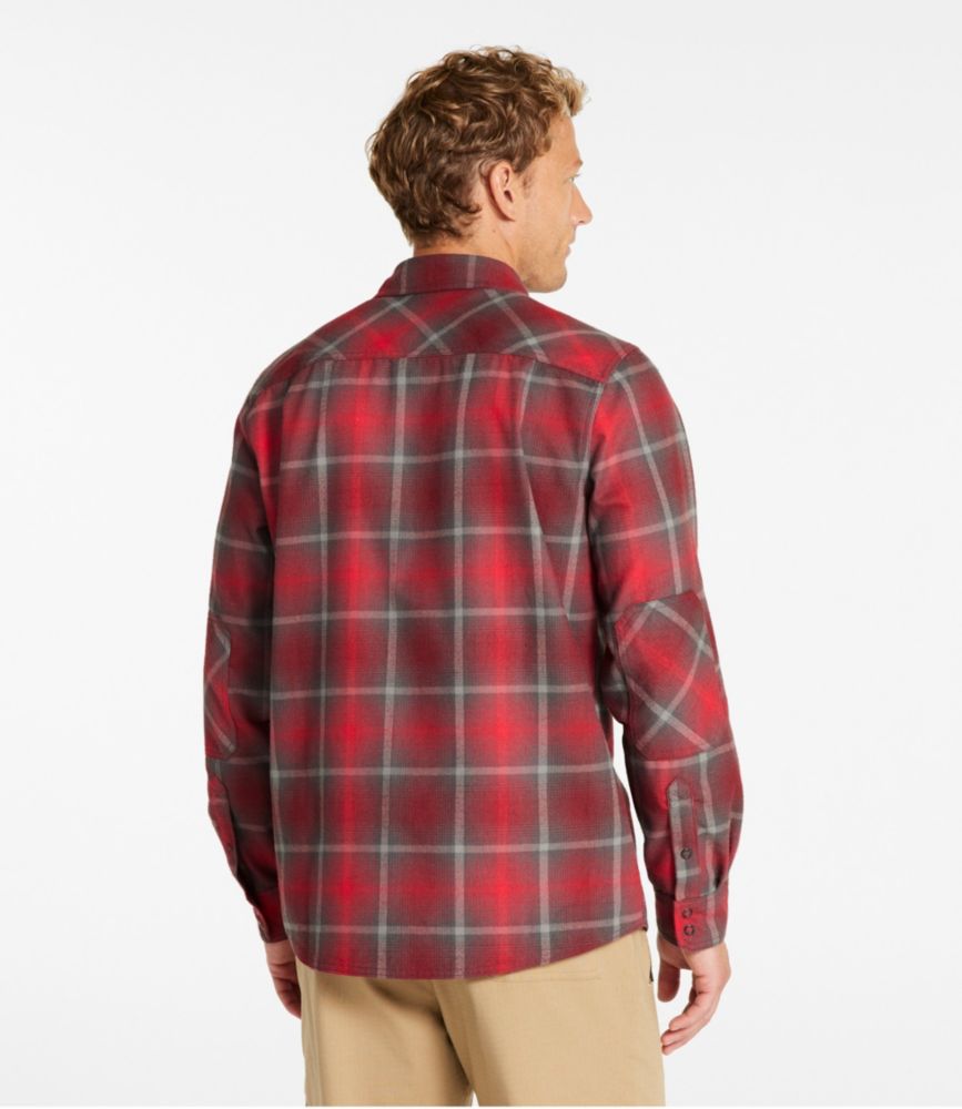 Men's Katahdin Performance Flannel Shirt, Slightly Fitted, Burnt Mahogany/Chartruese, small image number 3