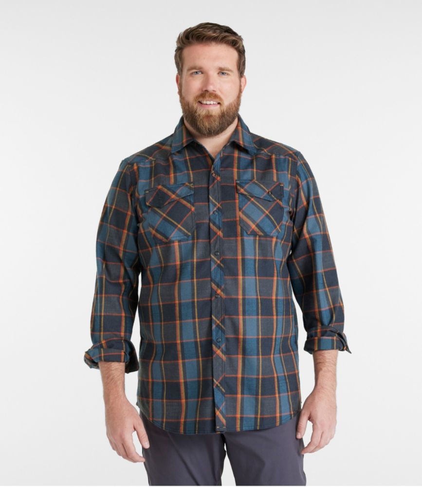 Men's Katahdin Performance Flannel Shirt, Slightly Fitted, Burnt Mahogany/Chartruese, small image number 4