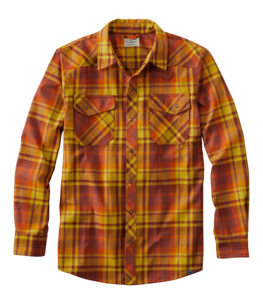 Men's Katahdin Performance Flannel Shirt, Slightly Fitted, Burnt Mahogany/Chartruese, small image number 1