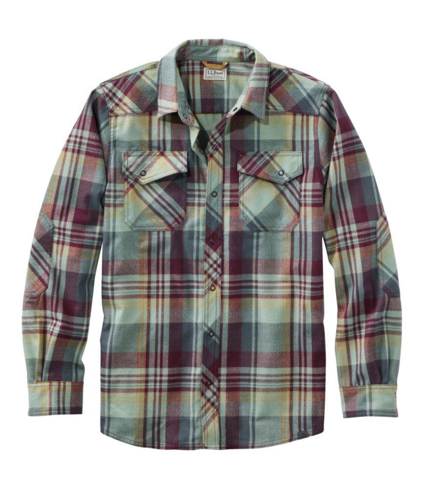 Men's Katahdin Performance Flannel Shirt, Slightly Fitted, Burgundy Brown/Faded Sage, small image number 1