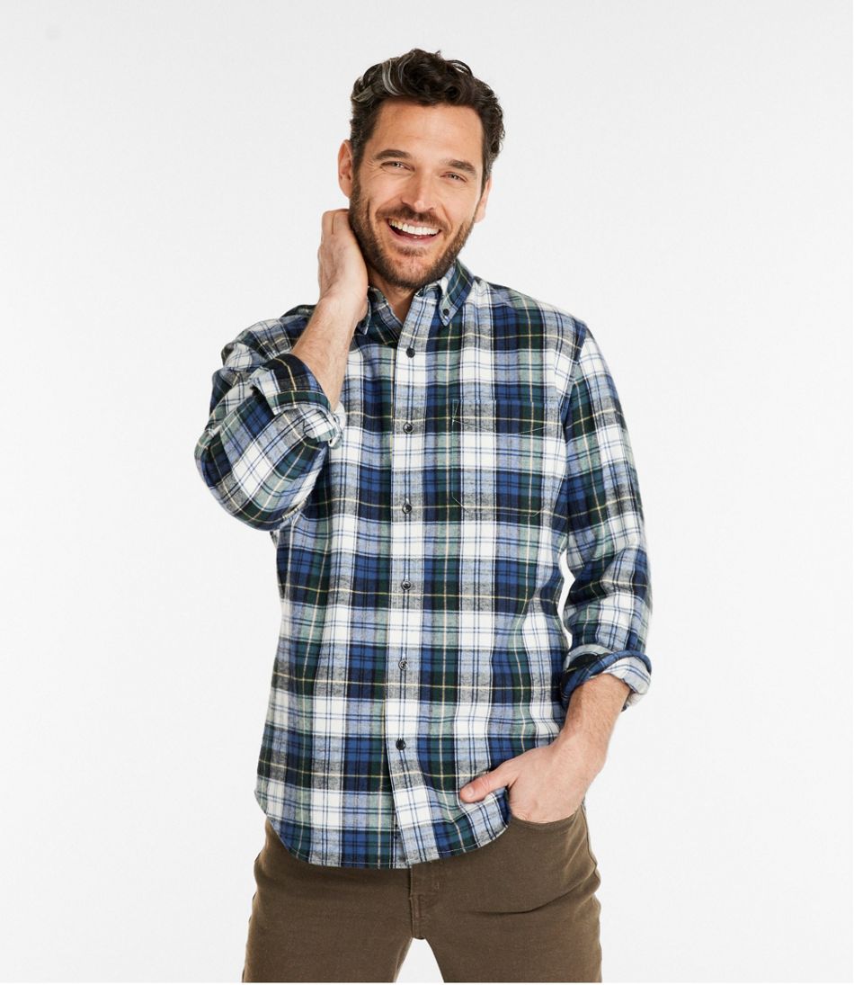 Men's Scotch Plaid Flannel Shirt, Slightly Fitted | Casual Button