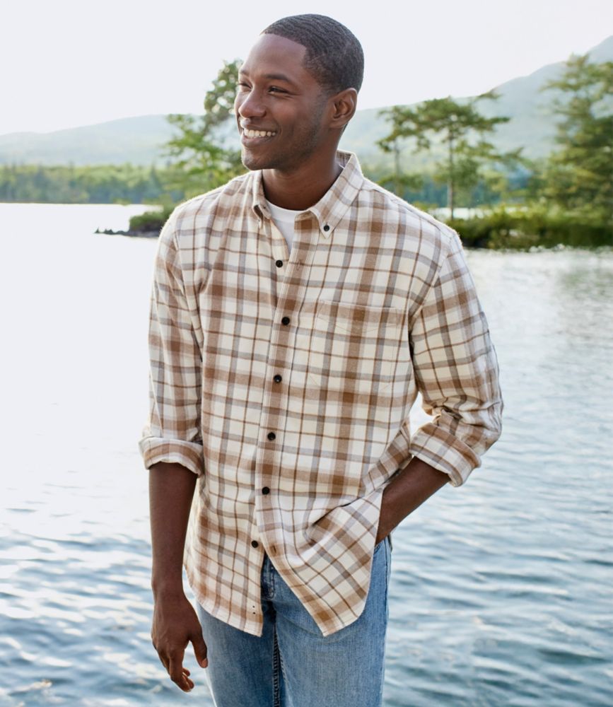 Men's Scotch Plaid Flannel Shirt, Slightly Fitted