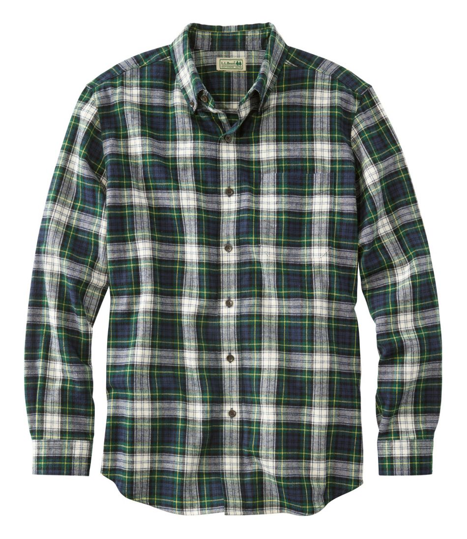 Men's Scotch Plaid Flannel Shirt, Slightly Fitted Casual Button-Down S...