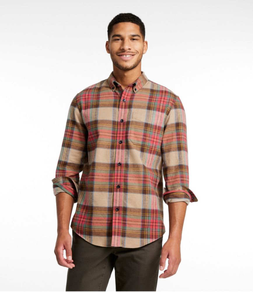 Men's Scotch Plaid Flannel Shirt, Slightly Fitted