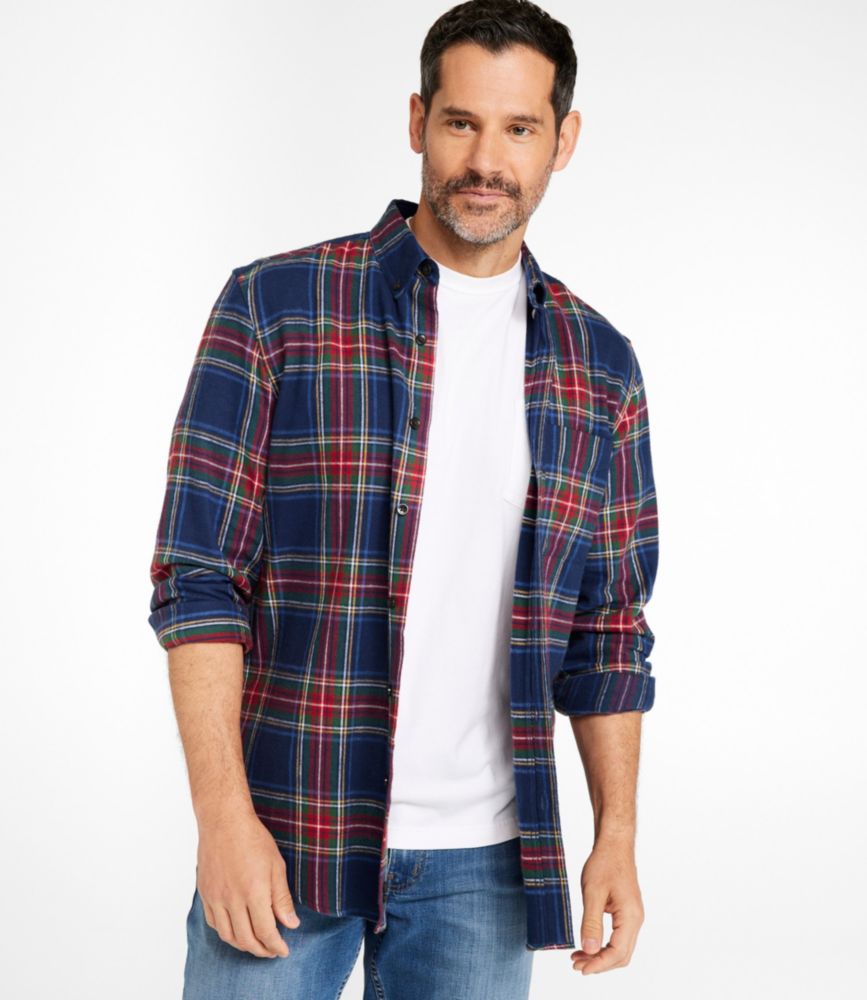 Men's Scotch Plaid Flannel Shirt, Slightly Fitted