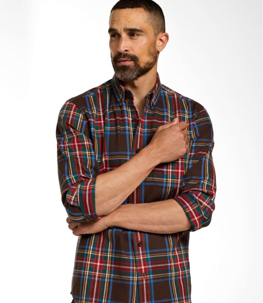 Men's Scotch Plaid Flannel Shirt, Slightly Fitted