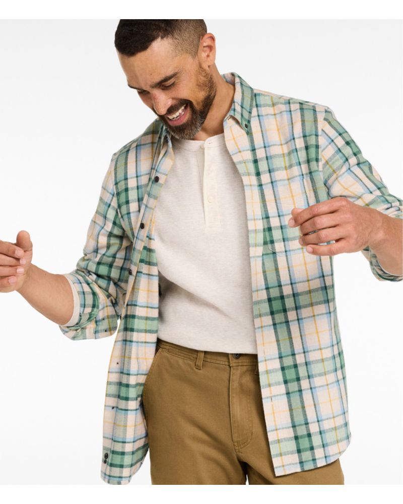 Men's Scotch Plaid Flannel Shirt, Slightly Fitted