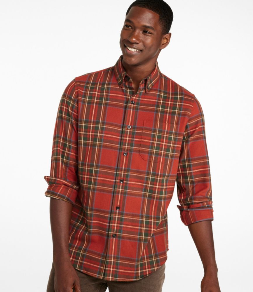 Men's Scotch Plaid Flannel Shirt, Slightly Fitted