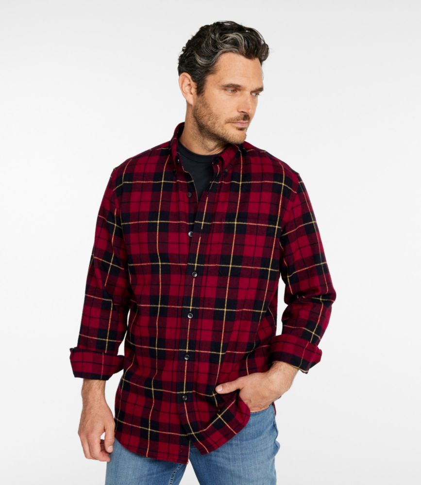 Men's Scotch Plaid Flannel Shirt, Slightly Fitted